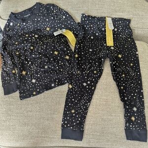 Soma Kids Pajama Set - Black with Gold and White Stars